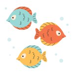 Cute fishes. Sea animals. Ocean fauna. Vector illustration in flat style