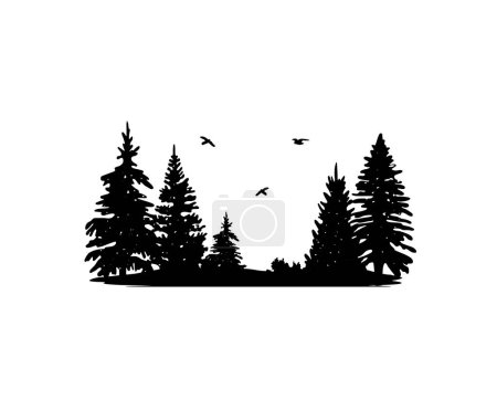 Illustration for Forest silhouette vector. Christmas tree silhouette vector - Royalty Free Image