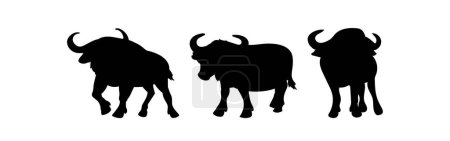 silueta vector de búfalos africanos. silueta de vector de búfalo de dibujos animados