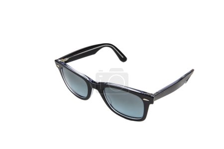 Foto de Sunglasses with tinted thick square horn frame, matte tinted lenses and thick rimmed sunglasses isolated on white background. Side view. - Imagen libre de derechos