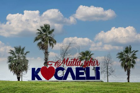 Photo for Kocaeli, Turkey - March 11, 2023: '' Happy City Kocaeli '' write in Seka Park. - Royalty Free Image
