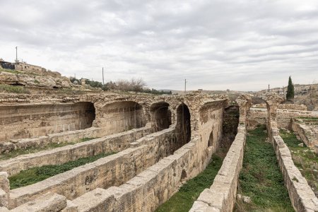 Photo for Dara Ancient City. Dara aqueducts, tare cisterns. Ancient Water Channels in the Ancient City of Dara in Mardin, Turkey. - Royalty Free Image