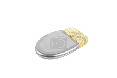 Pacemaker isolated on a white background. Heart battery. Close-up of cardiac pacemaker on electrocardiography. High angle view of an CRT-P device and and an ICD device.