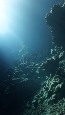 Téléchargez les photos : Photo sous-marine de rayons de soleil à l'intérieur d'une grotte - en image libre de droit