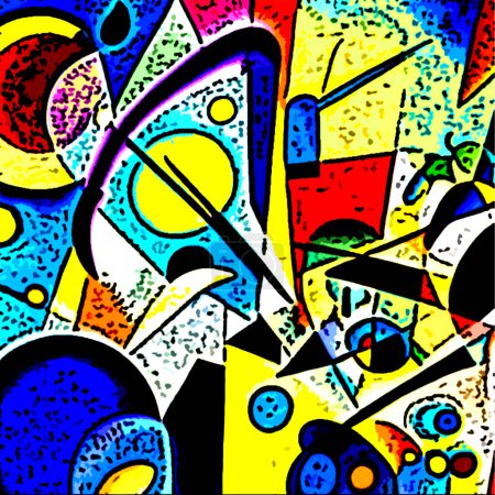 Foto de Tarjeta de moda con formas abstractas para imprimir. Uso para la cubierta, papel pintado, arte de la pared. Inspiración por el arte de Kandinsky. - Imagen libre de derechos