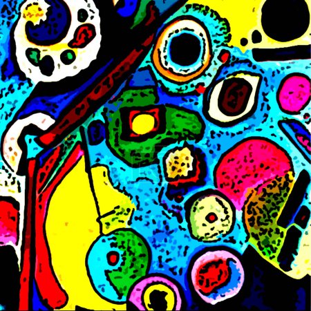 Foto de Tarjeta de moda con formas abstractas para imprimir. Uso para la cubierta, papel pintado, arte de la pared. Inspiración por el arte de Kandinsky. - Imagen libre de derechos