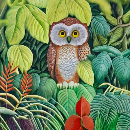 Watercolor painting. Botanical illustration for printing, materials, covers. Owl .