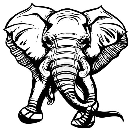 Photo for Black elephant on a white background. Animal line art. Logo design, for use in graphics. Print for T-shirts, pattern for tattoos. - Royalty Free Image