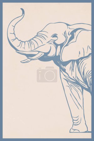 Photo for Elephant. Animals line art. Logo design . T-shirt print, tattoo design, pattern for covers, wall decorations in a minimalist style. Vintage . - Royalty Free Image