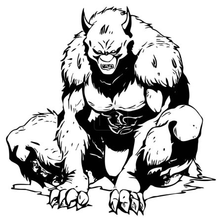 Photo for Monster . Line art. Black and white illustration. Print for T-shirts, pattern for tattoos. - Royalty Free Image