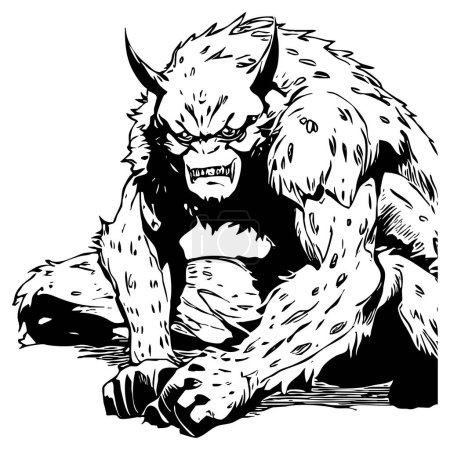 Photo for Monster . Line art. Black and white illustration. Print for T-shirts, pattern for tattoos. - Royalty Free Image
