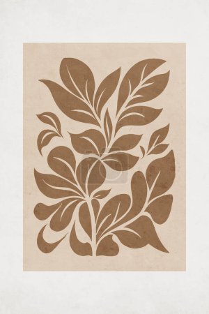 Fashionable illustration in vintage style. Pattern to print for wall decorations. Abstract botanical shapes.