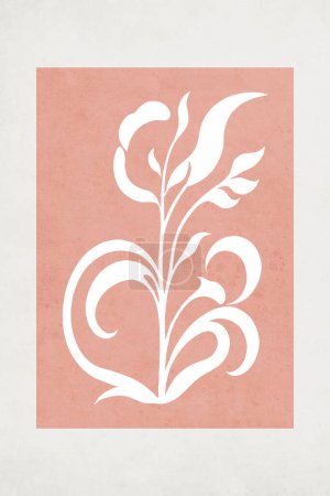 Ilustración de moda en estilo vintage. Patrón para imprimir para decoraciones de pared. Forma botánica abstracta.