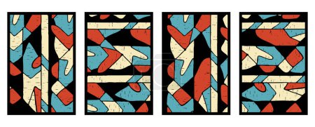 Fashionable illustration in vintage style. Pattern to print for wall decorations. Abstract shapes. 