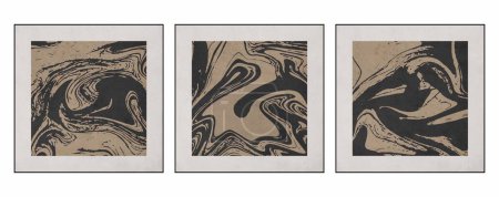 Set of 3 Fashionable illustration in vintage style. Pattern to print for wall decorations. Abstract shapes. 