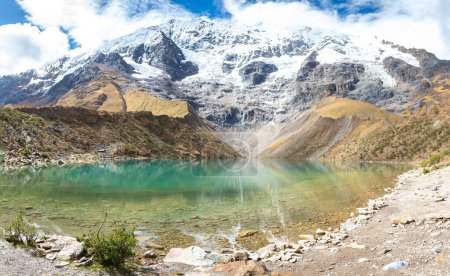 amazing view of humantay lagoon in peruvian andes