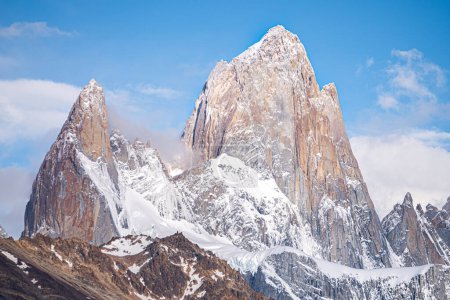 Photo for Panoramic view of fitz roy peak covered by snow, argentina - Royalty Free Image