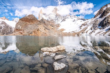 Photo for Panoramic view of laguna de los 3 with fitz roy at background, argentina - Royalty Free Image