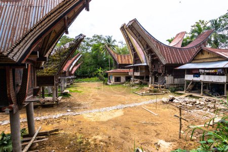 Foto de Casas tradicionales de tana toraja en el pueblo de Londres, indonesia - Imagen libre de derechos