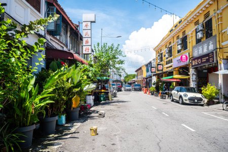 Téléchargez les photos : George Town, Malaisie. 30 avril 2023 : vue sur la rue de la vieille ville george, Malaisie - en image libre de droit