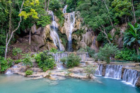Views of kuan si waterfalls in luang prabang, laos
