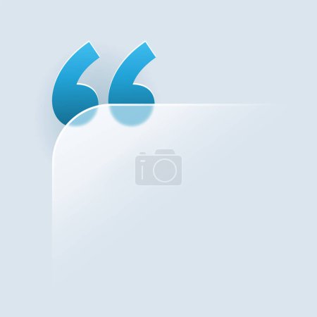 Ilustración de Marcas de Qoutation en decoración transparente de cristal 3D. Citas azules creativas y lugar con texto de muestra, cuadro de mensaje - elemento del sitio web vector - Imagen libre de derechos