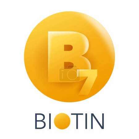 Téléchargez les illustrations : Biotine icône 3D - Vitamine B7 comme complément alimentaire - en licence libre de droit