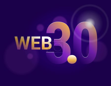 Téléchargez les illustrations : Web 3.0 concept - troisième génération de sites Internet et d'applications qui se concentreront sur la compréhension basée sur la machine et le Web sémantique. Bannière vectorielle - en licence libre de droit