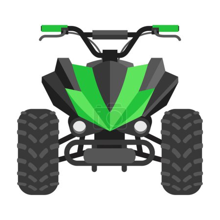 Ilustración de Quad bike isolated in front view. Four-wheeled motorcycle in flat style - isolated ivector illustration - Imagen libre de derechos