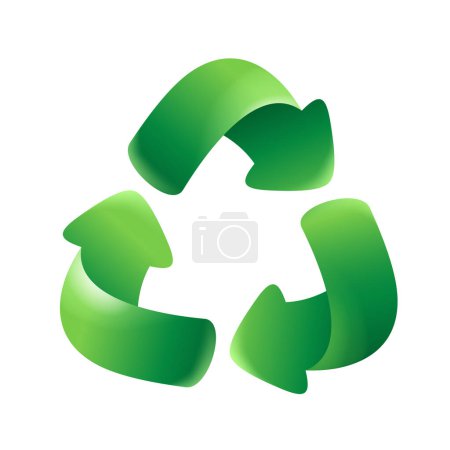 Téléchargez les illustrations : Recycling symbol in 3D xtyle - sustainability and eco environment protection - Vector emblem - en licence libre de droit