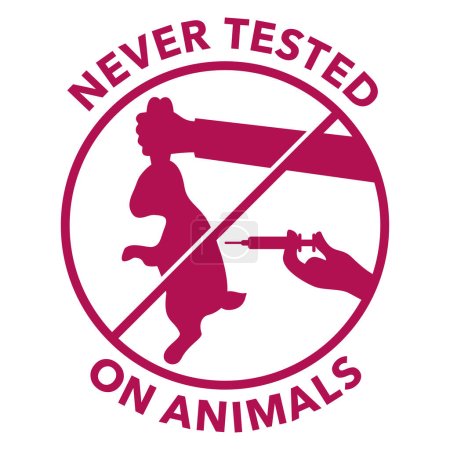 Téléchargez les illustrations : Never tested on animals credo - circular emblem for products with cruelty-free manufacturing - cosmetics packaging marking - wildlife protection logo - en licence libre de droit
