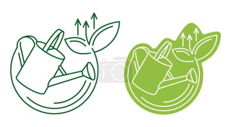 Ilustración de Garden fertilizer icon - flowering liquid component - isolated vector emblem - Imagen libre de derechos