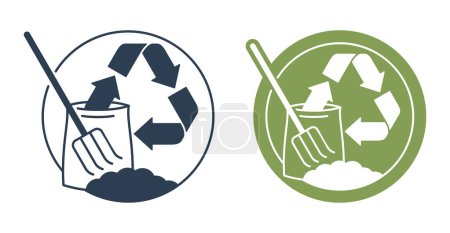 Illustration for Organic fertilizer emblem - farming agriculture useful component - naturally occurring organic animal wastes - isolated vector icon - Royalty Free Image