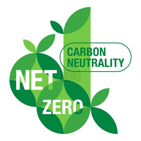 Téléchargez les illustrations : Net Zero - CO2 neutre. Neutralité carbone - pas de pollution atmosphérique production industrielle modèle écologique - en licence libre de droit