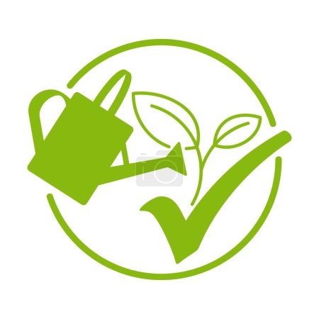 Ilustración de Abono de jardín icono plano - componente líquido de floración - emblema vectorial aislado - Imagen libre de derechos