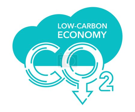 Téléchargez les illustrations : Économie à faibles émissions de carbone - stratégie décarbonée basée sur des sources d "énergie produisant des niveaux réduits de missions de gaz à effet de serre - en licence libre de droit