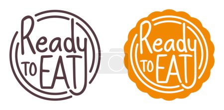 Illustration for Ready-to-Eat sticker for labeling of food that precooked without prior preparation or cooking - Royalty Free Image
