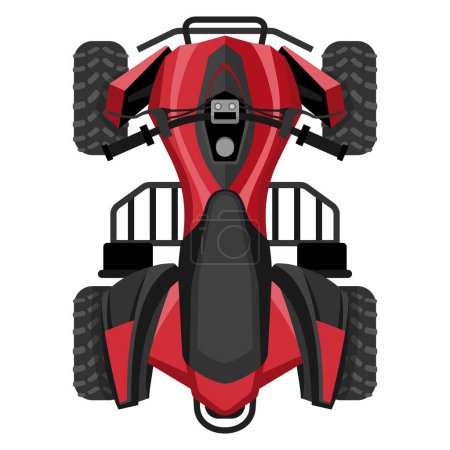 Illustration for Quad bike isolated in top view. Four-wheeled motorcycle in flat style - isolated icon transportation. Vector illustration - Royalty Free Image