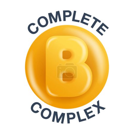 Illustration for Vitamin B complex icon. Healthy nutrition supplements that play main roles in metabolism - Royalty Free Image