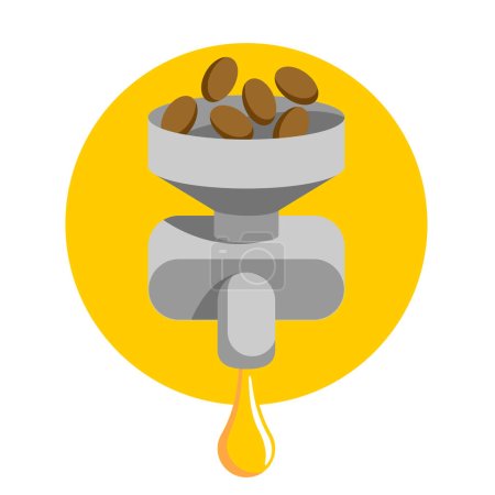 Illustration for Cold press oil extractor - oilseed processing without heat or chemicals. Vector isolated illustration - Royalty Free Image