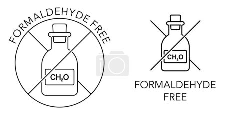 Illustration for Formaldehyde free pictogram - no CH2O compound - pungent-smelling colourless gas - Royalty Free Image