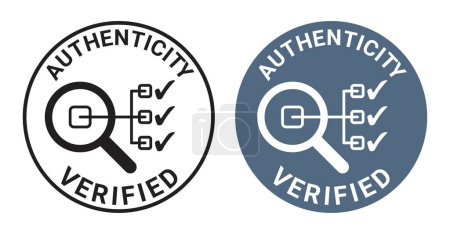 Illustration for Authenticity Verified icon - stamp for certified products. Isolated vector sticker - Royalty Free Image