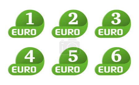 Illustration for European emission standards stickers set - EURO from 1 to 6 - acceptable limits for exhaust emissions of new vehicles sold in the EU - Royalty Free Image