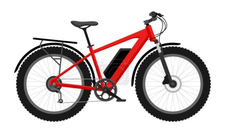 Illustration for Electric Bicycle in side view with battery - flat detailed vector illustration - Royalty Free Image