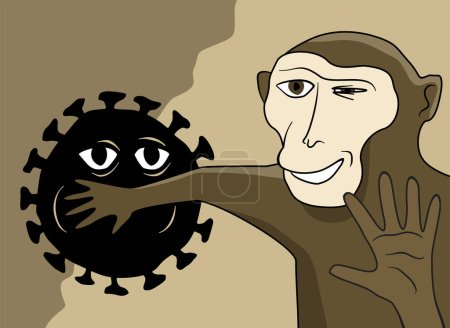 Ilustración de Cansado de COVID-19 - saluda a la viruela. Ilustración de una pandemia mundial potencialmente nueva - Imagen libre de derechos