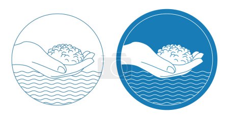 Illustration for Sea salt stamp - ingredient produced by evaporation of ocean or lake water - Royalty Free Image