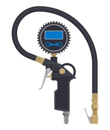 Ilustración de Inflador de neumáticos con manguera y manguera digital - herramienta de servicio del vehículo - Imagen libre de derechos