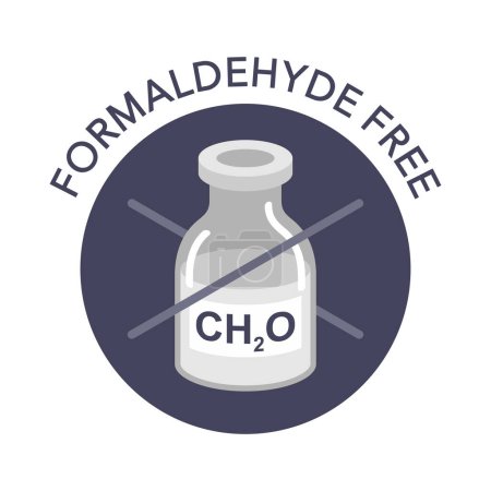 Illustration for Formaldehyde free color icon - no CH2O compound - pungent-smelling colourless gas - Royalty Free Image