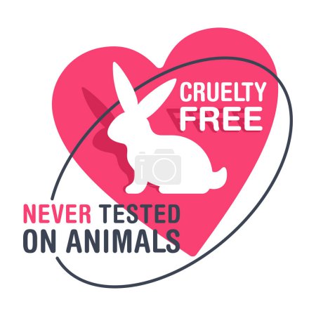 Téléchargez les illustrations : Étiquetage sans cruauté - emblème circulaire pour les produits non testés sur les animaux - marquage d'emballage cosmétique en forme de cœur - en licence libre de droit