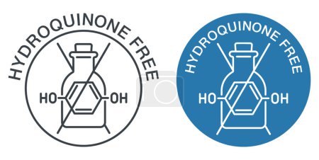 Téléchargez les illustrations : Hydroquinone Sans étiquette - aucun composé cancérogène et allergique - autocollant pour les produits de soins de la peau - en licence libre de droit